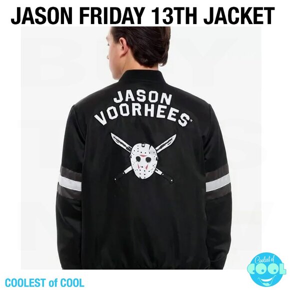 Friday The 13th Jason Voorhees logo F13 Hot Topic Bomber Jacket Large like new - Picture 1 of 13